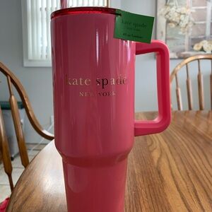 kate spade New York 40 Ounce Tumbler with Handle and Straw, Pink